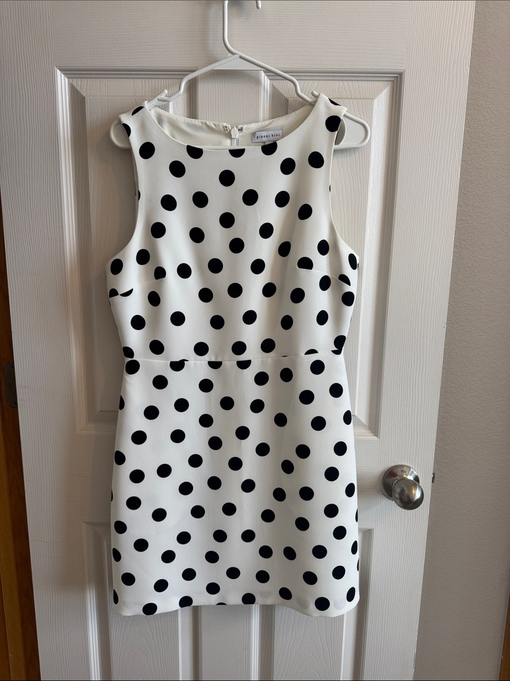 Gianni Bini White Mini Dress with Black Polka Dots